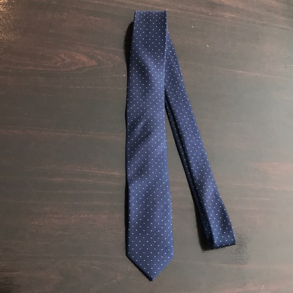 J Crew Silk Tie Navy w/ white dots
